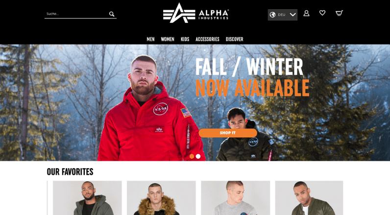 Alpha Industries Webseite