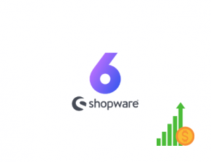 Shopware 6 Logo und grüne profit pfeile mit Dollar zeichen