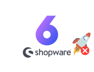 Shopware 6 Logo mit einer Rakete und einem roten X
