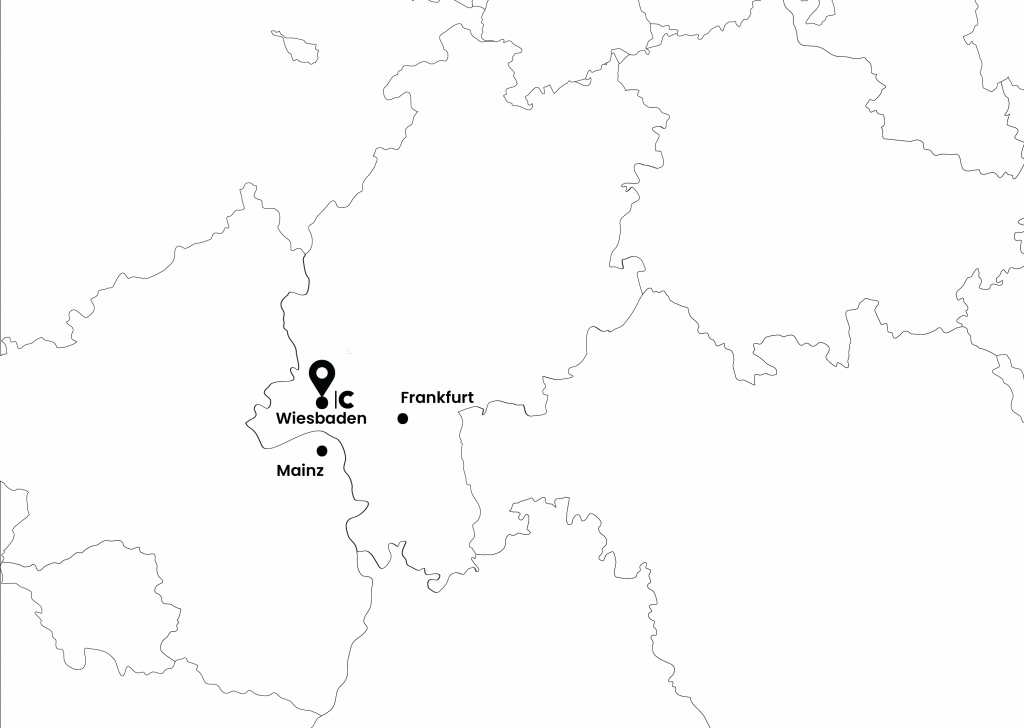 Karte die Wiesbaden, Mainz und Frankfurt zeigt