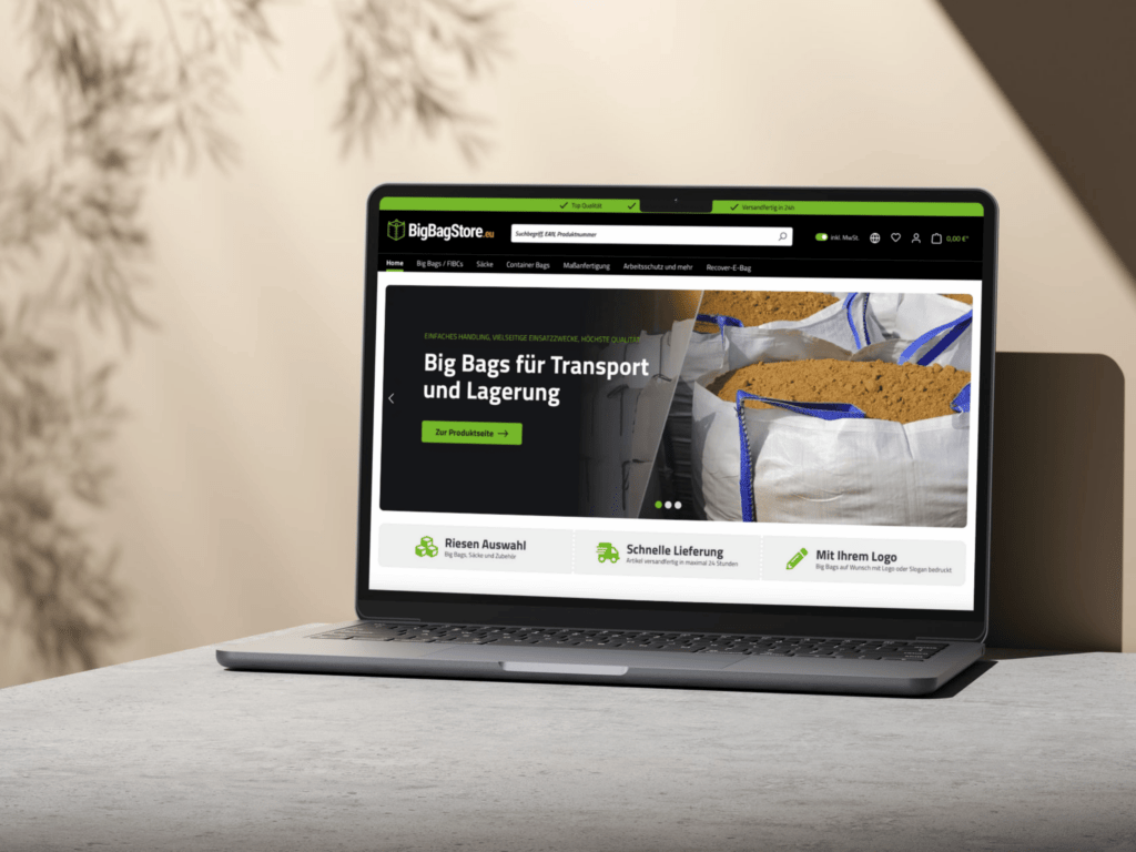 RuGo Bags – Großhandel Big Bags – Shopware-Shop Website-Mockup